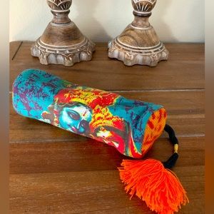 Soft Fabric Case: Glasses/Pencil Holder With Zipper, Tassel. Multi-Color. India.